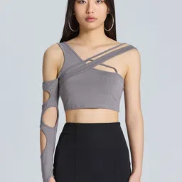 ZOMODA Women Solid One Shoulder Top-picture-6