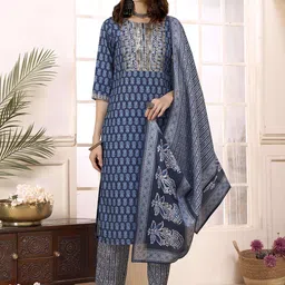 Anouk Women Floral Printed Regular Sequinned Kurta with Trousers & With Dupatta-14