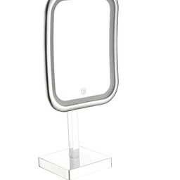 PERK Silver Square Standing LED Glass Table Mirror-19
