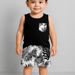 BAESD Kids Round Neck Pure Cotton T-shirt With Shorts-image-49