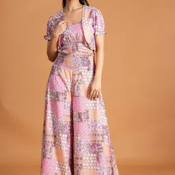 BAESD Printed Shoulder Straps Top With Palazzos And Jacket-16