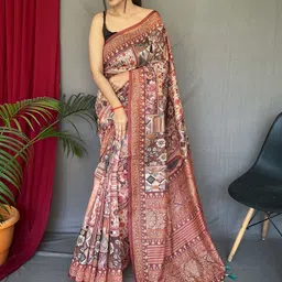 MORDEN MUSE Floral Printed Zari Pure Cotton Saree-picture-6