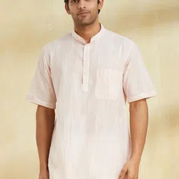 Fabindia Woven Design Mandarin Collar Straight Pure Cotton Short Kurta-picture-21