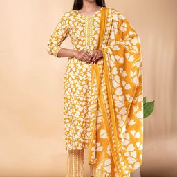 Readiprint Women Printed Pure Cotton Kurta with Trouser & Dupatta-image-67
