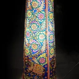 KuJee Multicoloured Printed Metal Cylindrical Shaped Table Lamp with Adjustable Cord-image-12