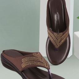 HUNYZA FOOTWEAR Women Embellished Party Open Toe Flats-15