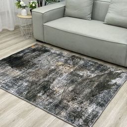 OBSESSIONS Olive Green Abstract Printed Anti-Skid Shaggy Carpet-image-77