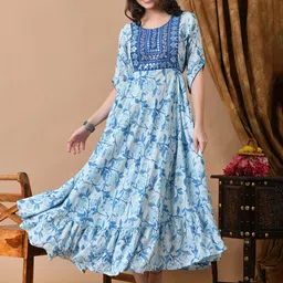 Jaipurite Ethnic Motif Embroidered Anarkali Dress-picture-54