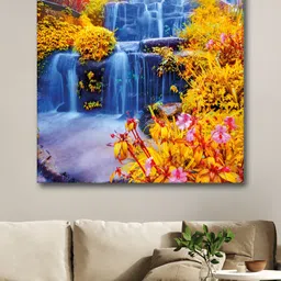 Myntra Elegant Homes Blue & Yellow Nature Printed Canvas Wall Art-12