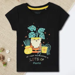 max Girls Graphic Printed Round Neck Cotton T-shirt-picture-5