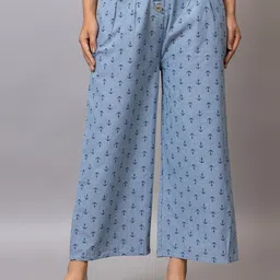 PROBASIC Women Printed Cotton Mid Rise Parallel Trousers-image-46