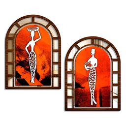 SEHAZ ARTWORKS 2Pcs Orange & White MDF Wall Art-picture-19