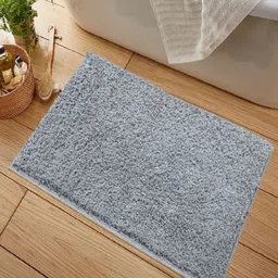 LUXEHOME INTERNATIONAL Grey Cotton Rectangular Bath Rug-5