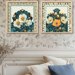 Kotart White & Green Set of 2 Piece Wood Abstract Wall Paintings-picture-16