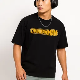 Be Crazy Men Chainsawman Anime Print Relaxed Fit T-shirt-image-19