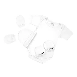 Arvesa Infants Cotton Bodysuit Cap Booties & Mittens Gift Set-7