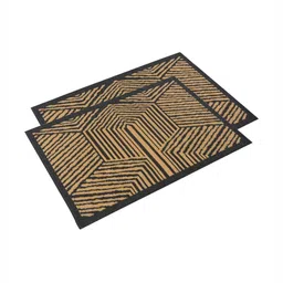 Aura Set Of 2 Brown & Grey Chevron-Designed Anti-Skid Doormat-6