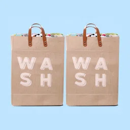 Stylista 2-Pcs Beige Printed Durable & Foldable Laundry Bag with Handle-34