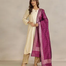 Fabindia Geometric Woven Design Cotton Silk Dupatta With Zari-picture-38