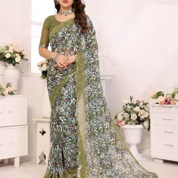 Nirmohi Fashion Floral Printed Pure Georgette Saree-image-51