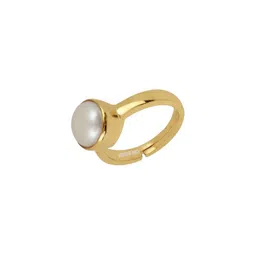 GenZcomplex Gold-Plated Stainless Steel Pearls Finger Ring-82