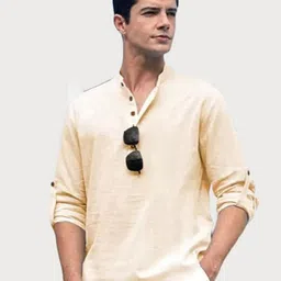 LIFE ROADS Men Asymmetric Kurta-image-90