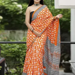 Anouk Rustic Ethnic Motifs Bagru Saree-29
