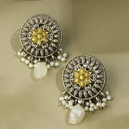 Fabindia Women Circular Metal Studs Earrings-image-44