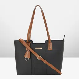 Mast & Harbour Textured Structured Tote Bag with Tasselled image 2