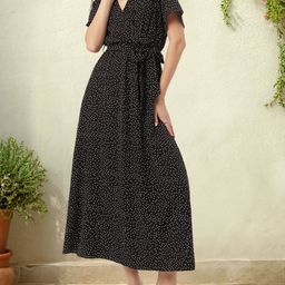 DressBerry Vintage Revival Polka Dots Wrap-Style Maxi Dress-picture-42