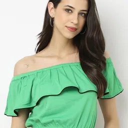 SAKURA Off-Shoulder Flutter Sleeve Bardot Crop Top-picture-14