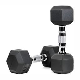 HackerX Set Of 2Hexagonal Rubber Coated Fixed Weight Dumbbells 2.5 kg Each-0
