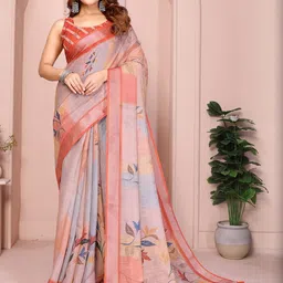 JYA Floral Linen Blend Saree-picture-43