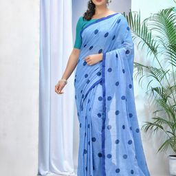DESH BIDESH Polka Dot Pure Cotton Saree-image-41
