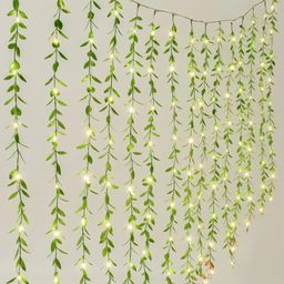 One94Store Artificial Leaf Curtain Led String Light,200 LEDs,8 Modes,Remote Control,Adjustable Brightness,Ac Plug - for Home (Warm White,3X1 Meter) - Copper image 2