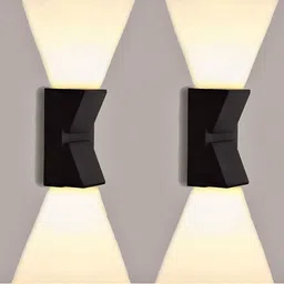 SPARK WORLD Black 2 Pieces Aluminium Contemporary Abstract Shaped Wall Lamps-55