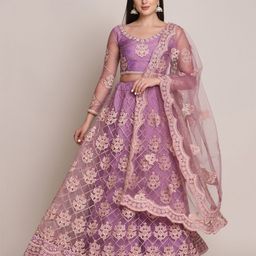 KALINI Embroidered Thread Work Semi-Stitched Lehenga & Unstitched Blouse With Dupatta-9