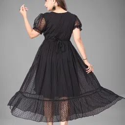 KRISHTI CREATION Print Puff Sleeve Georgette Fit & Flare Maxi Dress image 2