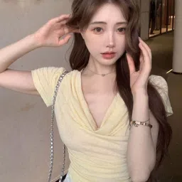 HERE&NOW Women V-Neck Short Sleeves Draped Top-picture-14