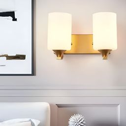 KINIS Gold-Toned & White Metal Cylinder Shaped Wall Lamp-image-93