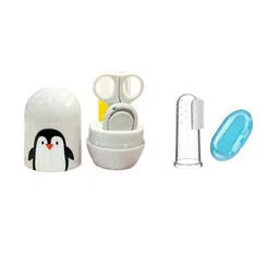 Joy Buzz Set Of 2 Baby 4 In 1 Nail Kit With Finger Brush - Grey-11