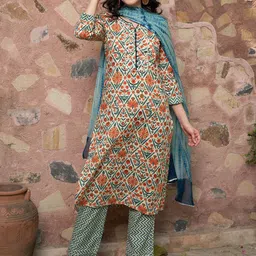 Sangria Women Printed Regular Pure Cotton Kurta Set-image-66