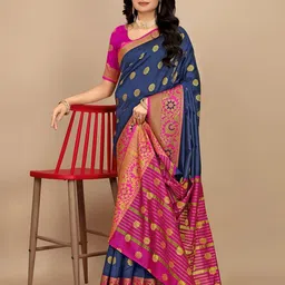 MUSKAN CREATION Woven Design Zari Banarasi Saree-image-3