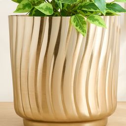 Home Centre Gardenia Fest Yellow Textured Metal Planter-picture-27