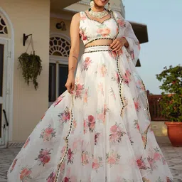 DIVASTRI Printed Semi-Stitched Lehenga & Unstitched Blouse With Dupatta image 3
