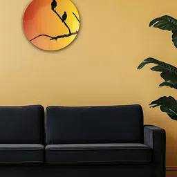 THE QUIRKY HOME Yellow & Black Birds Silhouetted Printed Ceramic Wall Plate-image-56