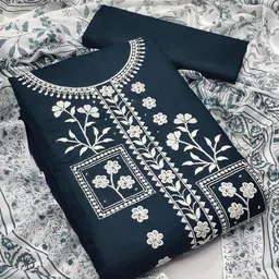 LADY SHOPI Embroidered Pure Cotton Unstitched Dress Material-image-30