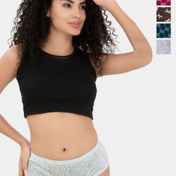 Trylo Pack of 5 Assorted Outer Elastic Cotton High Waist Hipster Briefs-3