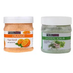 FEELHIGH Set of Orange & Herbal Organic Face & Body Scrub - 500 ml each-51