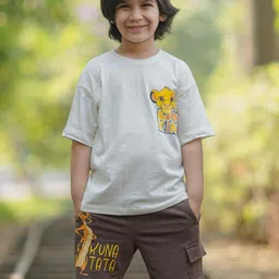 Nap Chief Kids The Lion King Simba Printed Pure Cotton T-Shirt With Shorts-image-33